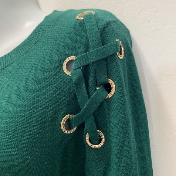 Michael Kors Green Lace Up Sweater - Picture 5 of 7